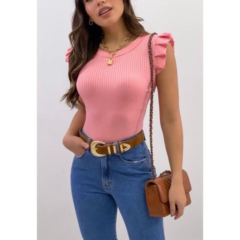 Blusa Feminina Canelada Manga Redonto Tendência Blogueira Super Moda !!