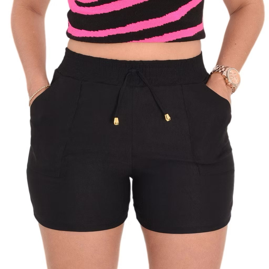 ￼Shorts Bengaline Feminino Básico com Bolso Envio Imediato